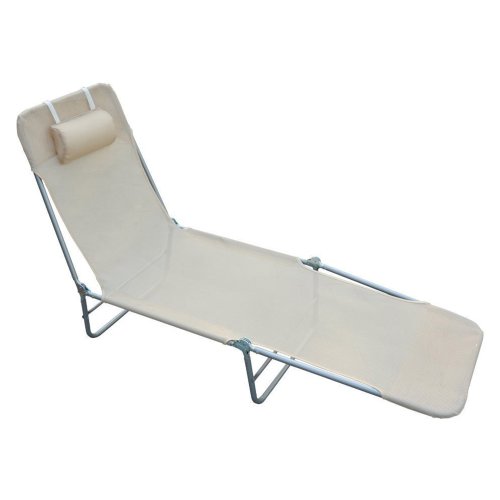 Outsunny Adjustable Back Relaxer Sun Bed Garden Lounger Recliner Chair Furniture - Beigenull