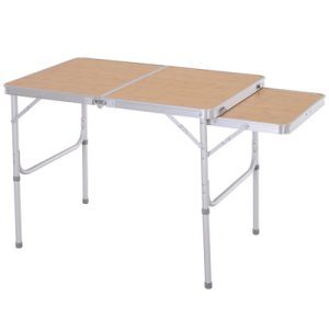 Outsunny Aluminium MDF-Top 3ft Folding Portable Outdoor Table Silver