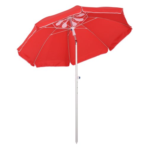 Outsunny Arc. 1.9m Beach Umbrella with Pointed Design Adjustable Tilt Carry Bag for Outdoor Patio Red | Aosom Ireland