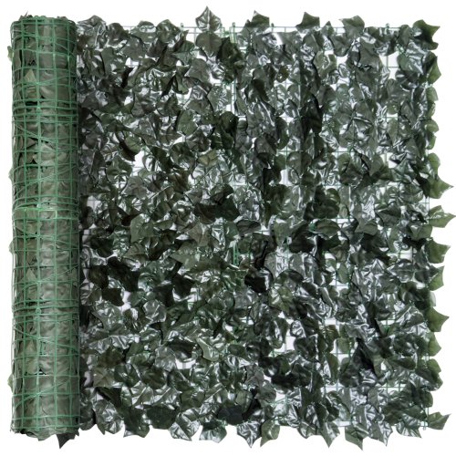 Outsunny Artificial Leaf Hedge Screen Privacy Fence Panel for Garden Outdoor Indoor Decor 3M x 1M Dark Green | Aosom Ireland