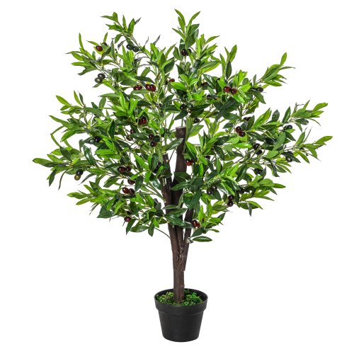 Outsunny Artificial Olive Tree Decorative Plant w/ Nursery Pot Fake Plant for Indoor Outdoor Décor 120cm | Aosom Ireland