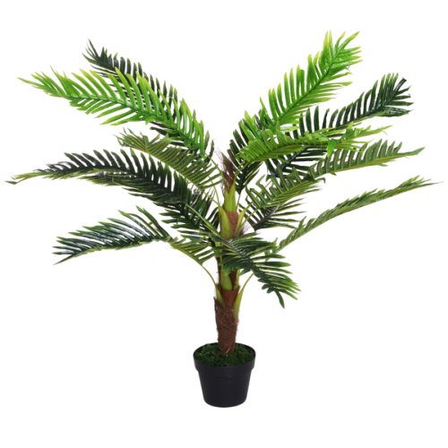 Outsunny Artificial palm tree height 123 cm artificial tree decoration plastic wire pot included green | Aosom Ireland