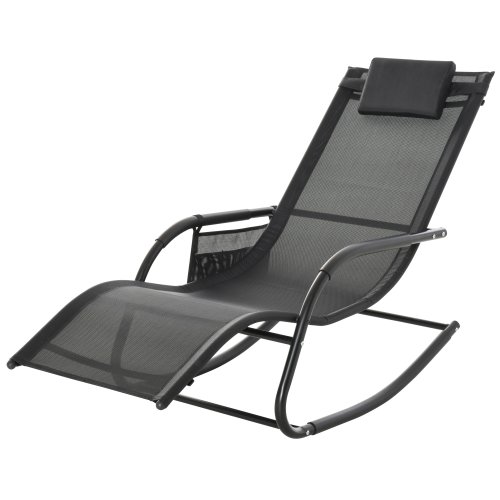Outsunny Breathable Mesh Rocking Chair Patio Rocker Lounge for Indoor & Outdoor Recliner Seat w/ Removable Headrest for Garden & Patio | Aosom Ireland