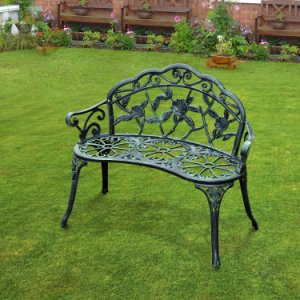 Outsunny Cast Aluminum Garden Bench Patio Chair