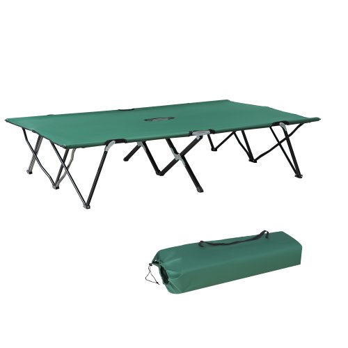 Outsunny Double Camping Cot Foldable Sunbed Outdoor Patio Sleeping Bed Super Light w/ Carr Bag (Green) | Aosom Ireland