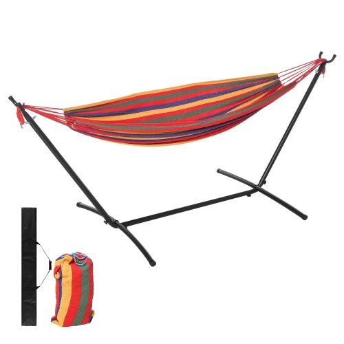 Outsunny Fabric Hammock Bed with Stand, Free Standing Adjusytable Lounge Chair Includes Portable Carrying Case for Outdoor or Indoor | Aosom Ireland