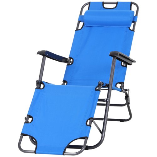 Outsunny Folding Chaise Lounge Chair Portable Adjustable Recliner Lounger Outdoor Garden Reclining Seat with Pillow | Aosom Ireland