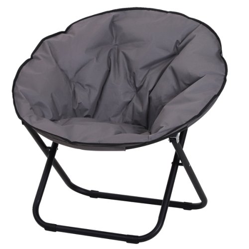 Outsunny Folding Saucer Moon Chair, 80Lx80Wx75H cm, Metal Frame, 600D Oxford Cloth-Grey