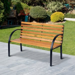 Outsunny Garden Bench, 122Lx60Wx80H cm-Steel/Wood