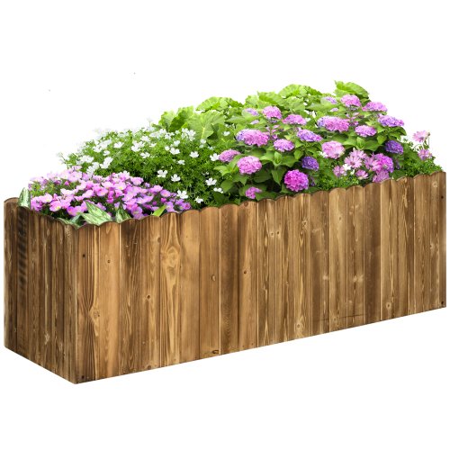 Outsunny Garden Flower Raised Bed Pot Wooden Outdoor Large Rectangle Planter Vegetable Box Outdoor Herb Holder Display | Aosom Ireland
