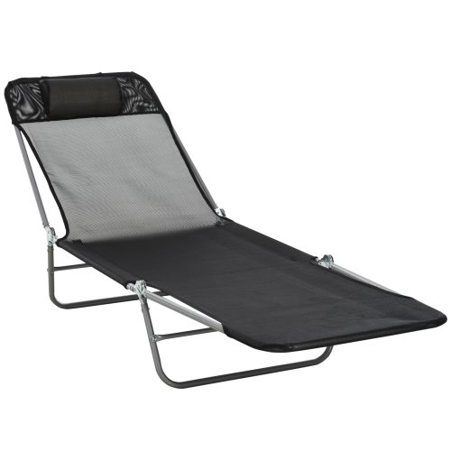 Outsunny Garden Lounger Recliner Adjustable Sun Bed Chair-Black| Aosom Ireland