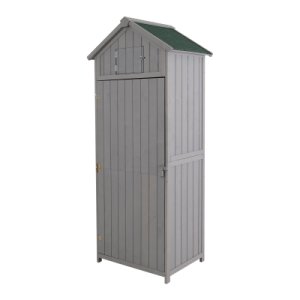 Outsunny garden shed tool room storage house water-resistant spire roof pine cedarwood -grey