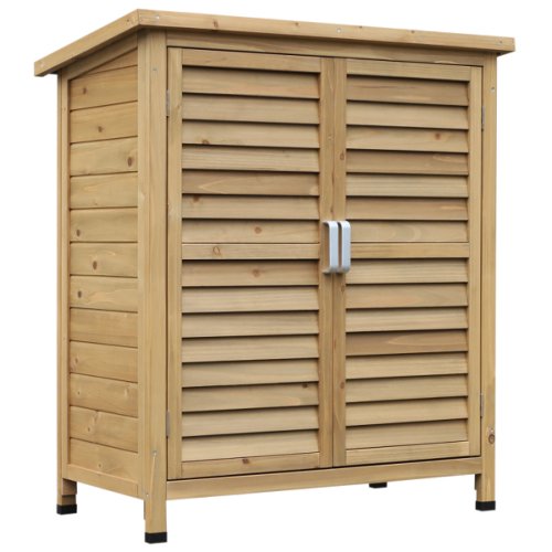 Outsunny Garden Shed Wooden Garden Storage Shed 2 Door Unit Solid Fir Wood Garage Tool Organisation Cabinet 87L x 46.5W x 96.5Hcm | Aosom Ireland