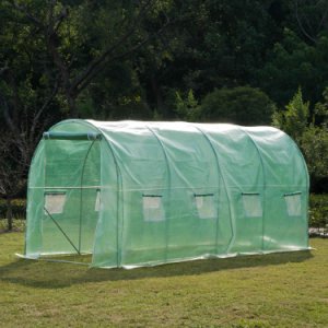Outsunny Garden Walk-in Polytunnel Greenhouse, Solar Heat Shed