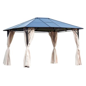 Outsunny Gazebo Canopy Tent Side Wall Curtain Shelter UV50+ Brown Garden Patio