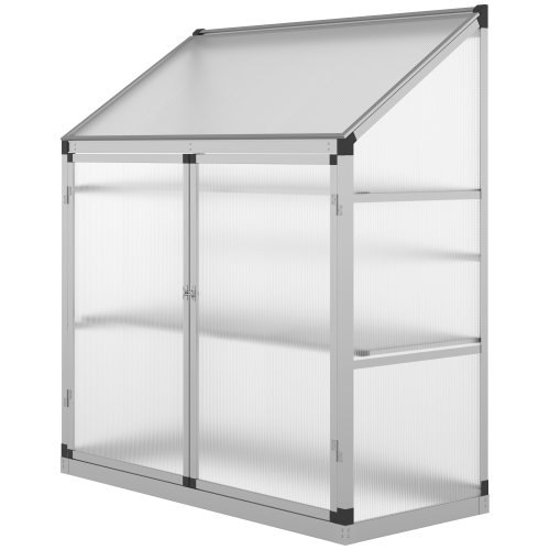 Outsunny Greenhouse Sun Plate 3-Tier Greenhouse w/ Foundation Aluminum Frame Clear   NEXT DAY DELIVERY | Aosom Ireland