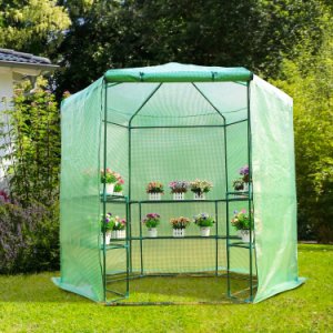Outsunny Hexagon Walk-in 3-Tier Portable Greenhouse, ?194x225H cm