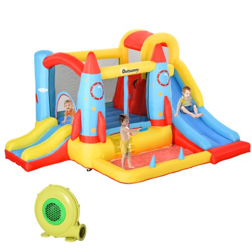 Outsunny Kids Bounce Castle House Inflatable Trampoline Slide Water Pool 3 in 1 with Inflator for Kids Age 3-12 | Aosom Ireland