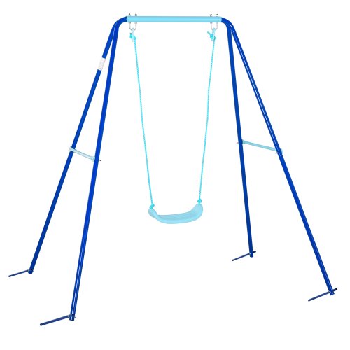 Outsunny Metal Swing Set w/ Durable Rope Heavy Duty A-Frame Stand Backyard Outdoor Playset for Kids Fun 3-6 Years Old | Aosom Ireland
