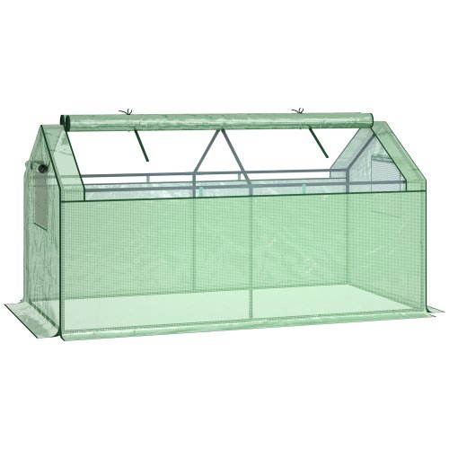 Outsunny Mini Greenhouse Portable Garden Growhouse for Tomatoes Plants with Large Zipper Windows 180 x 92 x 92cm,Green | Aosom Ireland