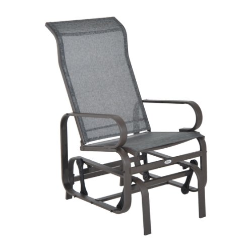 Outsunny Outdoor Gliding Rocking Chair w/ Sturdy Metal Frame Garden Comfortable Swing Chair for Patio, Backyard & Poolside, Grey | Aosom Ireland