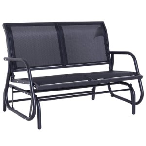 Outsunny Outdoor Textilene Double Swing Bench-Black