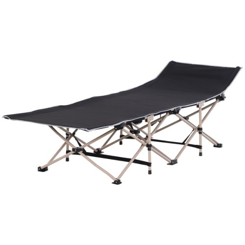 Outsunny Oxford Cloth Folding Single Camping Bed Lounger Black|Aosom Ireland