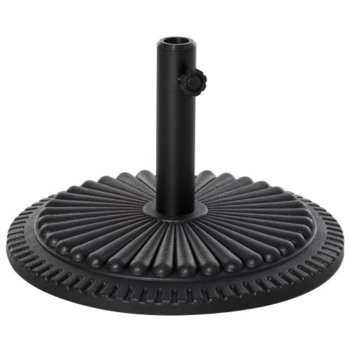 Outsunny Patio Outdoor Garden 15kg Round Cement Parasol Base Umbrella Weight Stand Holder Fits Φ35mm,Φ38mm,Φ48mm Pole - Black | Aosom Ireland