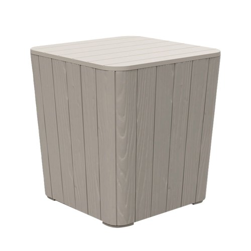 Outsunny Patio Wood Effect Coffee Table Storage Square Box Deck Box with Lift-Up Lid for Garden Outdoor Space 39L x 39W x 43H cm Grey | Aosom Ireland