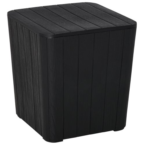 Outsunny Patio Wood Effect Coffee Table Storage Square Box Deck Box with Lift-Up Lid for Garden Outdoor Space Black | Aosom IE