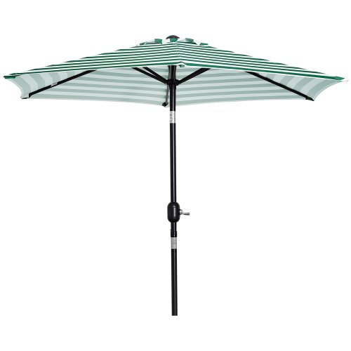 Outsunny Φ2.3m Patio Sun Umbrella Outdoor Market Table Parasol w/ Adjustable Angle 6 Ribs for Garden Backyard Pool Green Stripe | Aosom Ireland