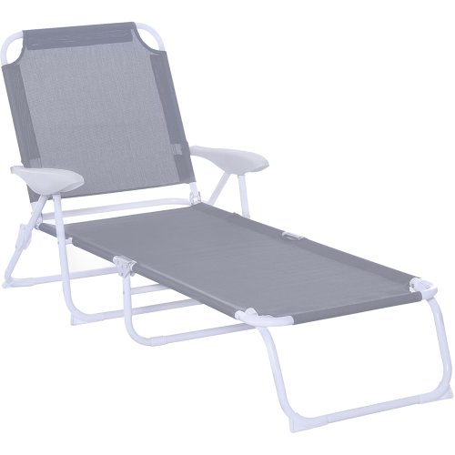 Outsunny Portable Folding Adjustable Sun Beach Lounger Camping Cot Grey | Aosom Ireland