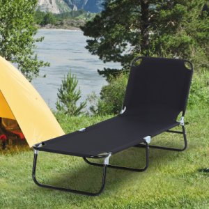 Outsunny Portable Folding Sun Lounger W/3-Position Adjustable Backrest Relaxer Recliner w/Lightweight Frame Black | Aosom Ireland