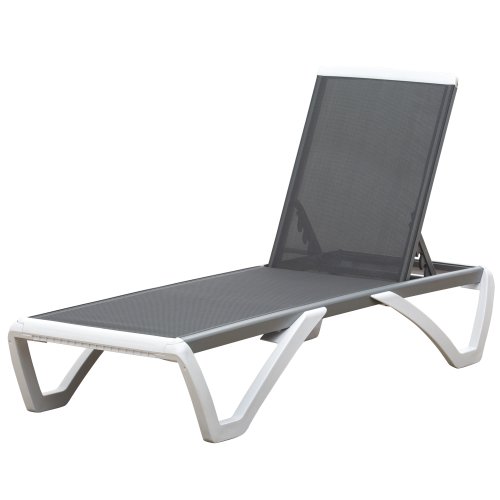 Outsunny Portable Outdoor Chaise Lounge Sun Lounger w/ Adjustable Back, Breathable Texteline, Light Grey | Aosom Ireland