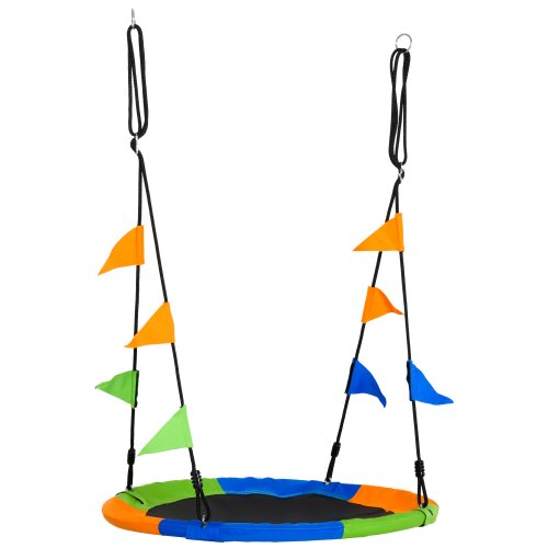 Outsunny Saucer Tree Swing Set, Adjustable Rope, Steel Frame, Waterproof, Indoor Outdoor for Kids Over 3 Years Old | Aosom IE