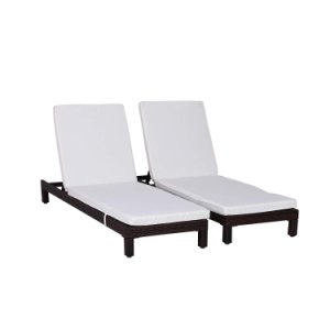 Outsunny Set of 2 Garden Rattan Wicker Sun Lounger Adjustable Chaise Relaxer