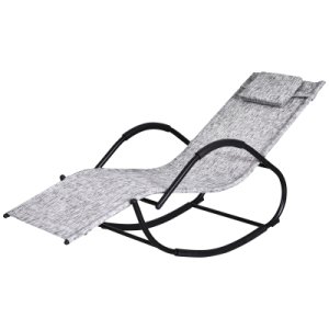Outsunny Steel Frame Zero Gravity Rocking Lounge Chair w/ Pillow Grey