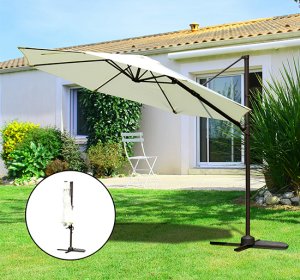 Outsunny Sun Umbrella Garden Deck Offset Metal Shade Rotatable Outdoor Canopy