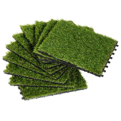 Outsunny Synthetic Lawn for Garden Set of 10pcs 30x30cm Dark Green | Aosom Ireland