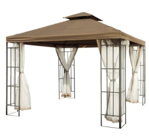 Outsunny Two-Tier Gazebo Metal Party Tent Canopy, 3m x3m-Coffee
