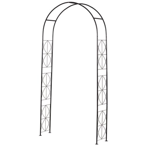 Outsunny Vintage Style Steel Garden Patio Outdoor Arbor & Trellis Arch Support For Vines & Climbing Plants Decoration - Black 2.3H m | Aosom Ireland