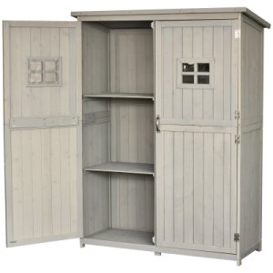 Outsunny Wooden Outdoor Garden Shed 127.5L x 50W x 164H cm Grey