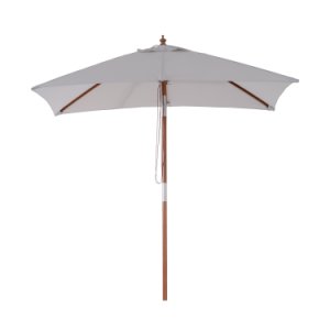 Outsunny Wooden Patio Umbrella Market Parasol Outdoor Sunshade Tilt Mechanism 6 Ribs Garden Backyard 8ft Grey