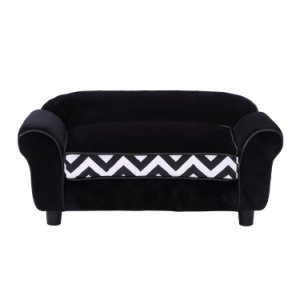 Pawhut 73.5Lx41Wx33Hcm Pet Sofa Couch Dog Cat Wooden Sponge Bed Lounge W/Cushion-Black