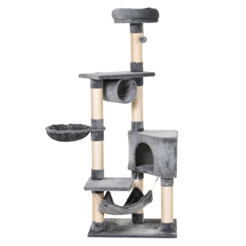 PawHut Cat Tree Condo Tower Multi-level Height 150CM  Kittens Activity Stand House with Toys & Various Scratching Posts