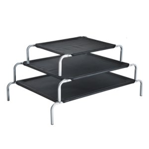 Pawhut Elevated Pet Bed-Black Fabric/ Silver Frame