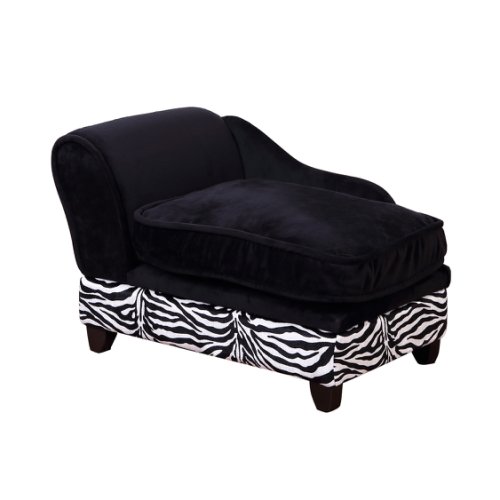 Pawhut Fabric Pet Sofa Bed 57x34x36cm-Black, Zebra-Stripe with Storage Box Pet Couch Pet Storage Sofa Bed |Aosom Ireland