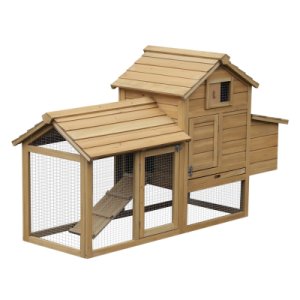 PawHut Large Chicken Coop Hen Cage Small Animal Hutch Nesting Box w/ Outdoor Run