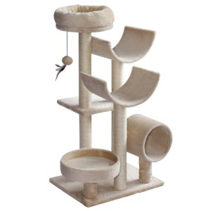 PawHut Multi-Level Large Cat Tree Scratching Post Perch Play Center Tunnel Hanging Ball