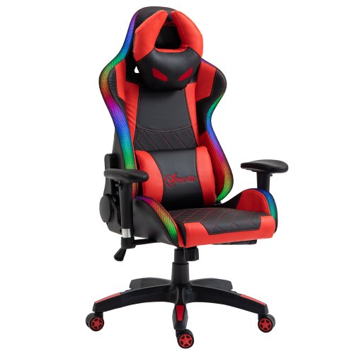 Vinsetto Ergonomic Gaming Chair with RGB LED Light, Lumbar Support, Gamer Recliner, Red  NEXT DAY DELIVERY | Aosom Ireland